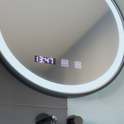 LED érintés Otto tükör leolvasztási rendszer, óra és hőmérséklet 80 cm -es fekete ízléses keret
