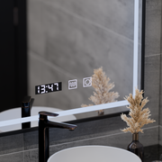 LED Touch Karl tükör -behatolási rendszer, óra és hőmérséklet 50x70 cm -es fekete kefe keret
