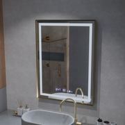 Téglalap alakú LED -tükör, 60x80 cm, Royale Gold MotionGlow Marcello, szünetrendszer, óra és hőmérő, dimálva
