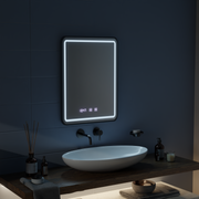 LED Touch Gerhard tükör -behatoló rendszer, óra és hőmérséklet 60x80 cm fekete kefe keret
