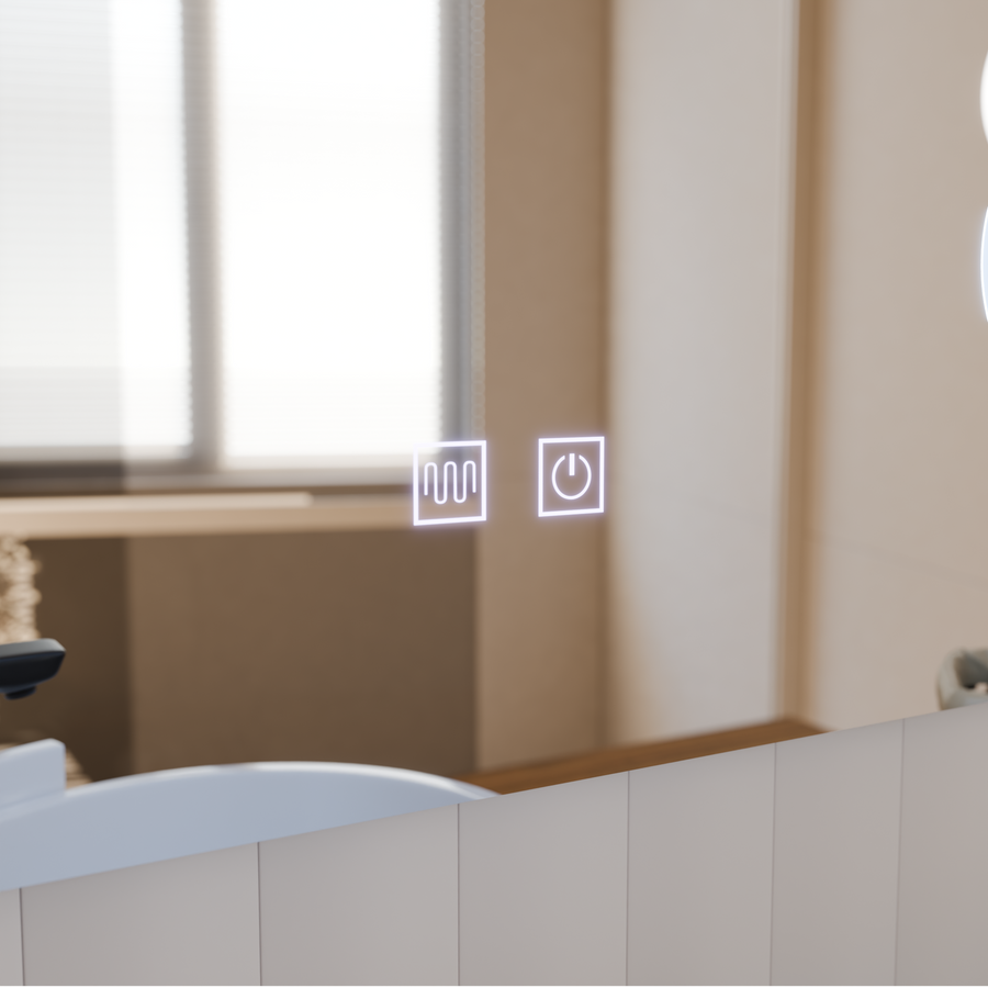 Négyszögletű LED tükör, 80x60cm, Linea Touch, páramentesítő rendszer, szabályozható