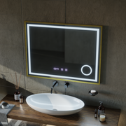 Mirror LED Touch Rolf Rolf Systems, óra és hőmérséklet 80x60 cm Arany Ramahed Cosmetics Lup