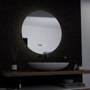 Kerek LED -tükör, 60 cm, Serenit MotionGlow Marcello, Leírásító rendszer, óra és hőmérő, dimálható