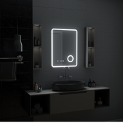 Mirror LED Touch Ulrich Debulation System, óra és hőmérséklet 60x80 cm Fekete Ramahed Cosmetics Lup