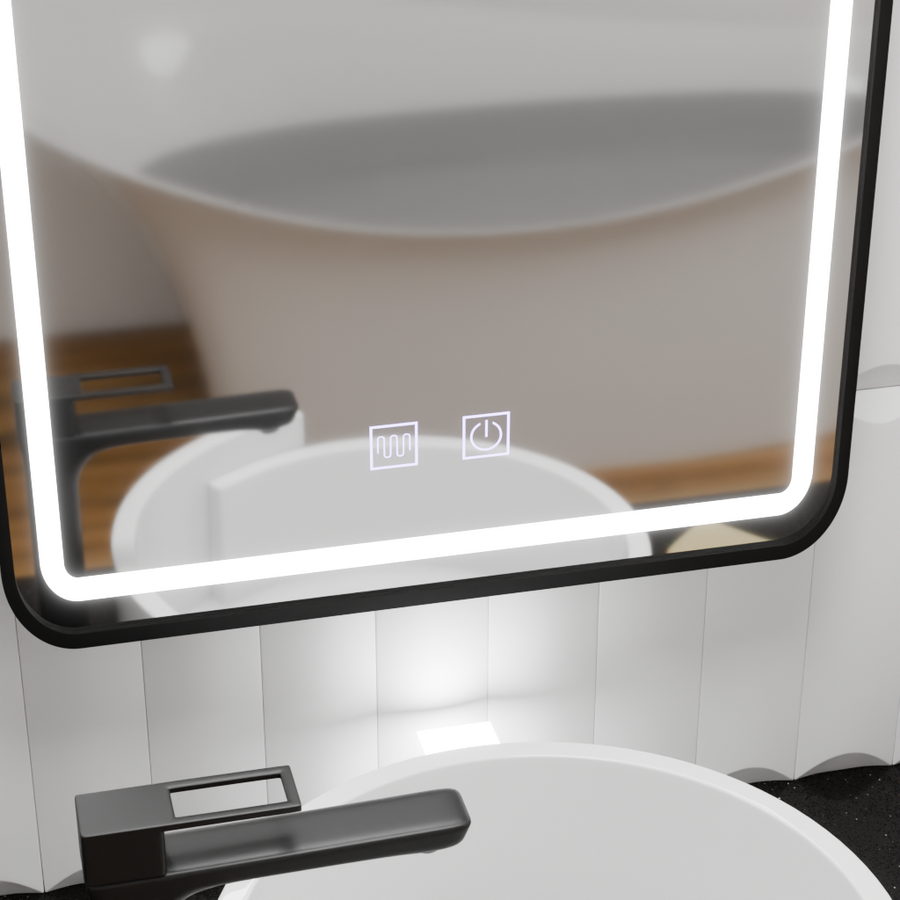 Téglalap alakú LED -tükör, 60x80 cm, Taglio érintés, letiltó rendszer