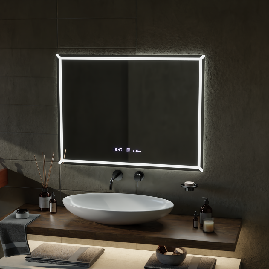Téglalap alakú LED -tükör, 60x80 cm, Villaytouch Marcello, Desmantile System, Dimable
