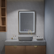 Téglalap alakú LED -tükör, 60x80 cm, Royale Gold MotionGlow Marcello, szünetrendszer, óra és hőmérő, dimálva