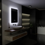 Téglalap alakú LED -tükör, 60x80cm, pugliesi mozgásglow marcello érzékelő, eltorzító rendszer, óra és hőmérő, daimable