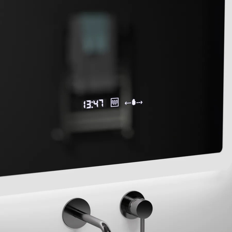 Téglalap alakú LED -tükör, 60x80cm, pugliesi mozgásglow marcello érzékelő, eltorzító rendszer, óra és hőmérő, daimable