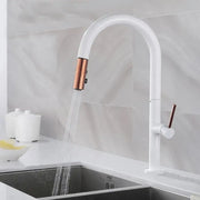 Konyhai akkumulátor kivonható zuhanyzóval, egészségügyi sárgaréz, fehér, CF/1035/A