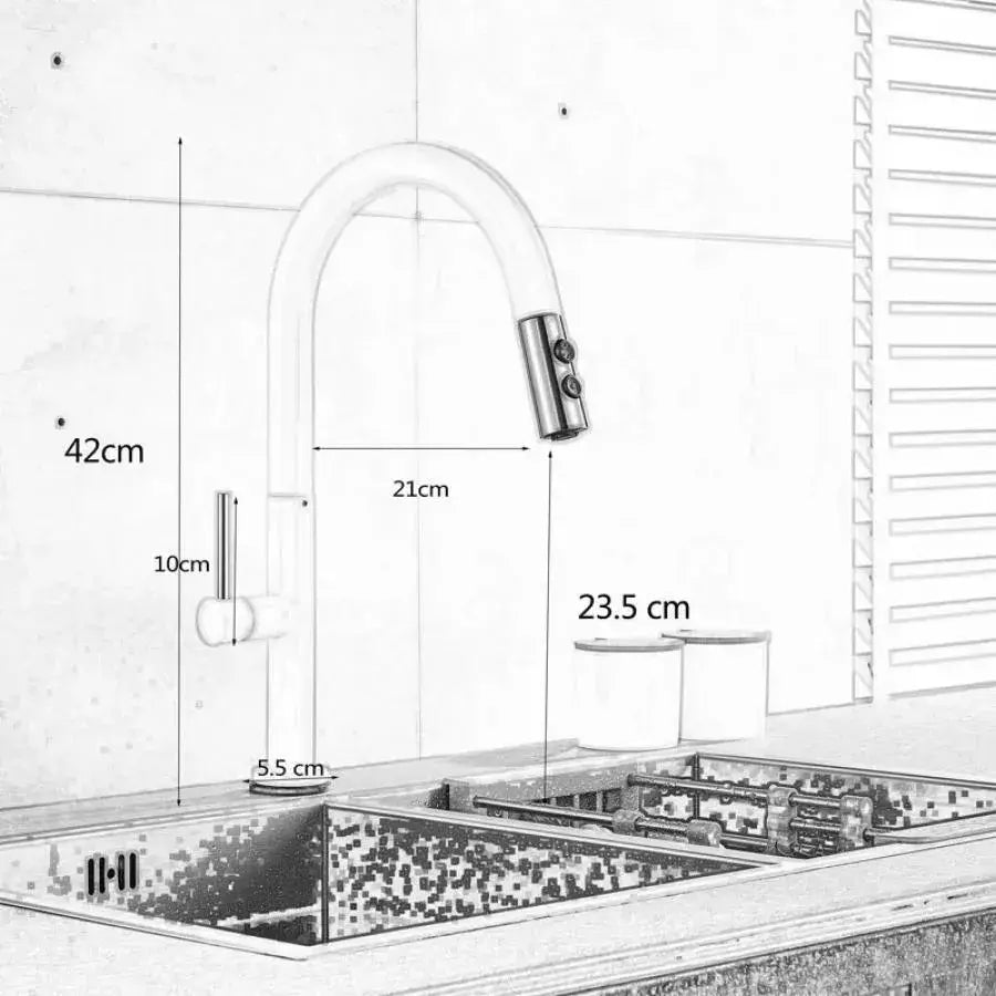Konyhai akkumulátor kivonható zuhanyzóval, egészségügyi sárgaréz, fehér, CF/1035/A