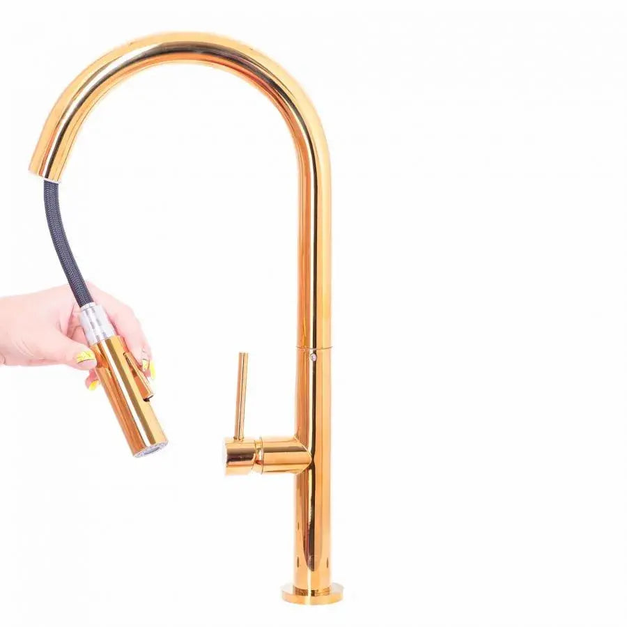 Konyhai akkumulátor kivonható zuhany, egészségügyi sárgaréz, arany, CF2043