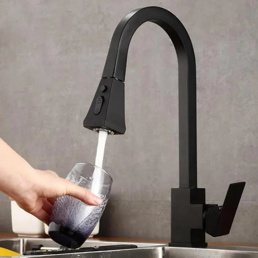 Konyhai akkumulátor kivonható zuhany, egészségügyi sárgaréz, fekete, od/2040