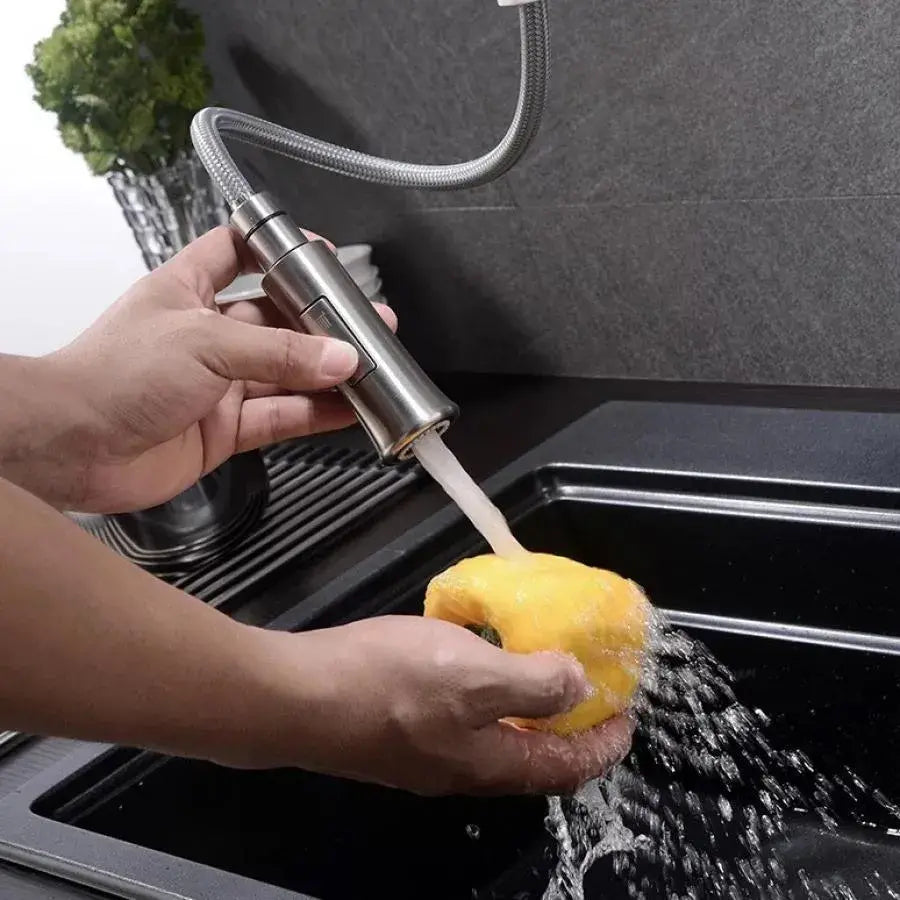 Akkumulátorkonyha kivonható zuhanyzóval, rozsdamentes acél 304, szatén, CF023