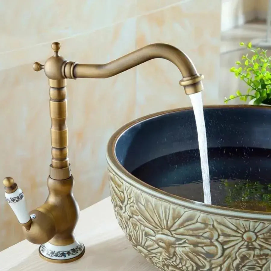 Konyhai akkumulátor hattyúnyakkal, egészségügyi sárgaréz, antik arany, OD/2047