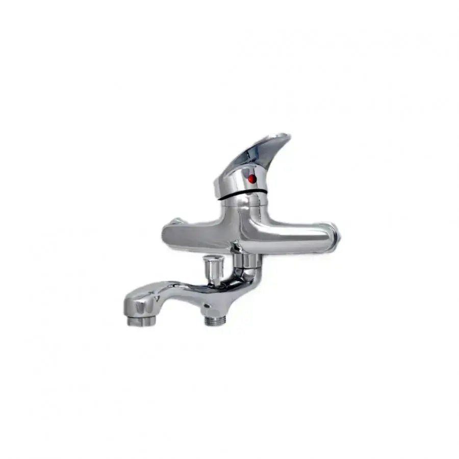 Fényes króm kád akkumulátor - Teljes készlet 18 cm -es forgó csővel, para, tömlő és excentrikus