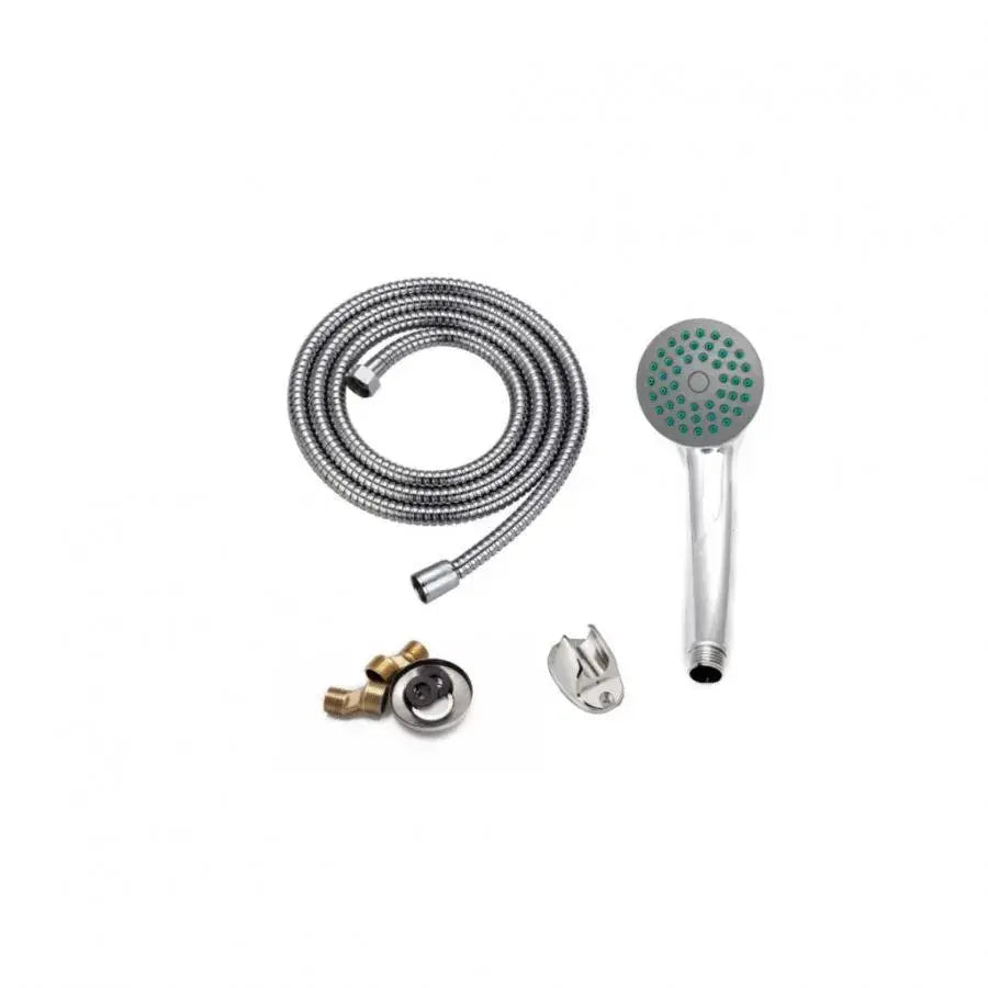 Fényes króm kád akkumulátor - Teljes készlet 18 cm -es forgó csővel, para, tömlő és excentrikus