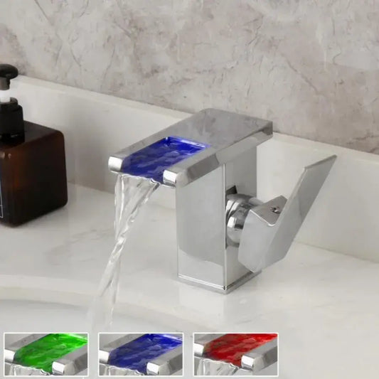 Akkumulátormosó, króm, rgb fény, színváltozás a víz hőmérsékletétől függően, OD3014