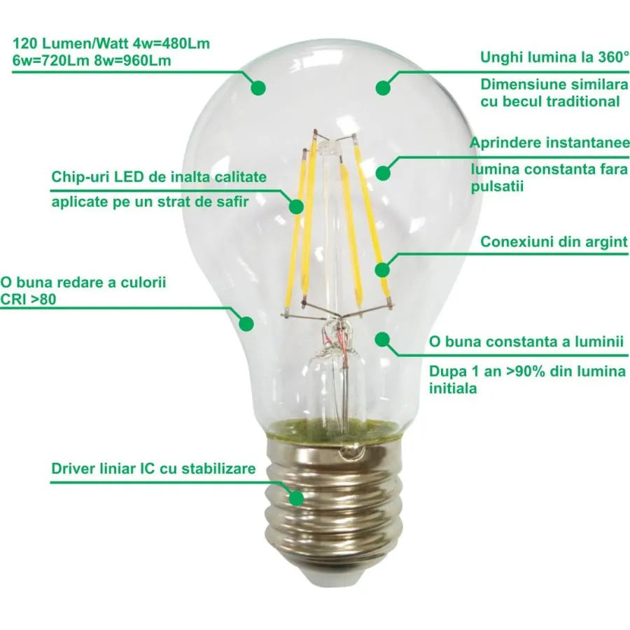 LED film A60 E27 8W = 75W 3000K