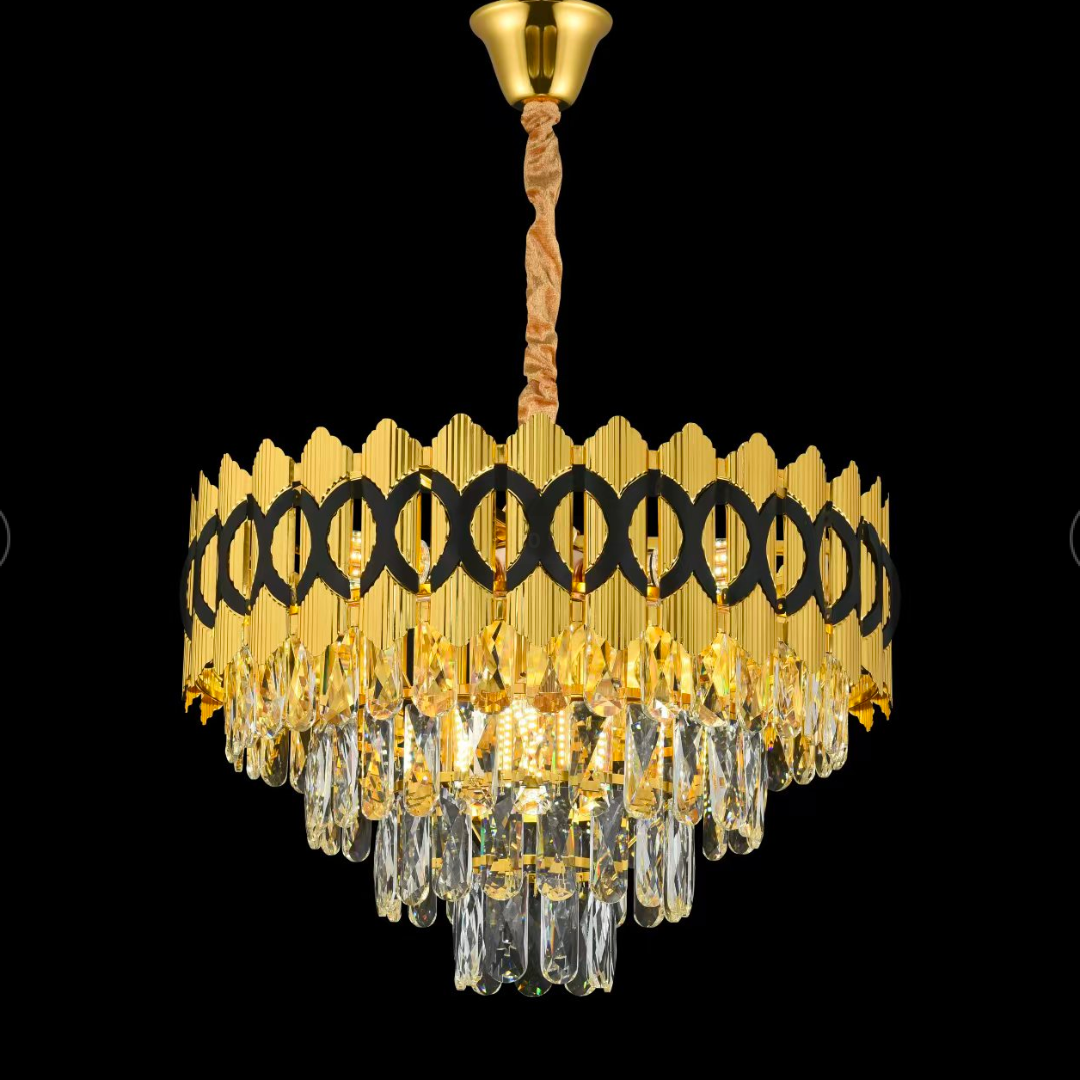 Csillár kristály Pierrefonds Eleganza 8x E14, 49 cm átmérőjű, arany, állítható magasság
