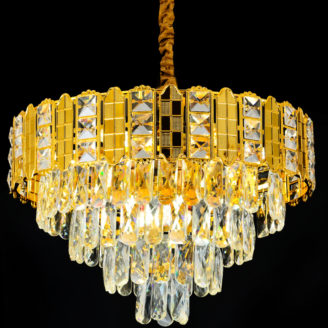 Crystal Chandelier Nexia riva 8xe14, 49 cm átmérőjű, fényes arany, újrarekálási magasság