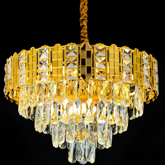 Crystal Chandelier -Katerin Eleganza 8xe14, 49 cm átmérőjű, fényes arany, állítható magasság