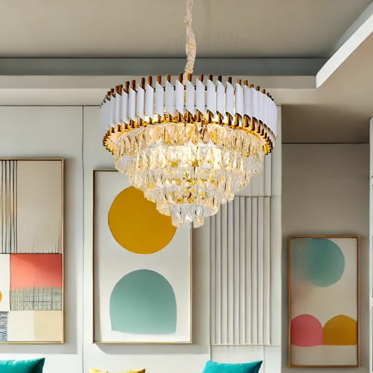 Crystal Chandelier Versailles Noble 4XE14, 40 cm átmérőjű, fényes és fehérarany, állítható magasság