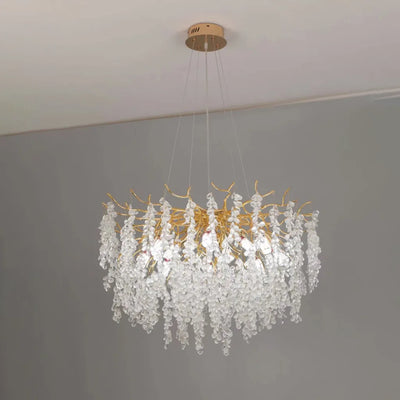 Crystal Chandelier Waltz Cascade, 9x G9, arany, 80 cm, állítható magasság