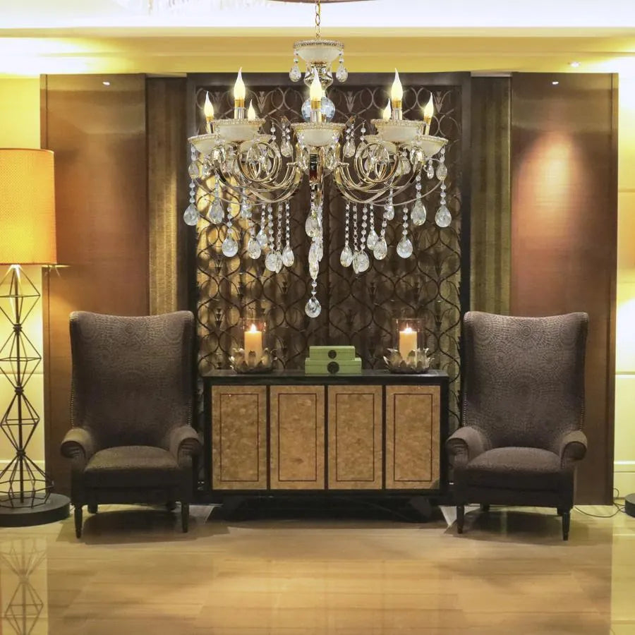 Giala csillár, 8*E14, arany, fém és kristály