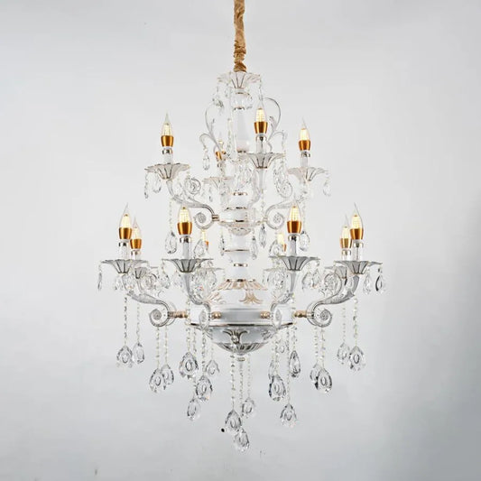 Crystal Chandelier Bruchier 12x E14, 75 cm átmérőjű, fehér arany, állítható magasság