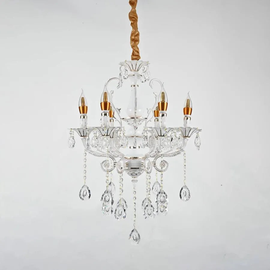Crystal Chandelier Bruchier 6x E14, 55 cm átmérőjű, fehér arany, állítható magasság