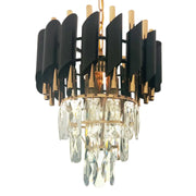 Crystal Chandelier Versailles Petito 3XE14, 30 cm átmérőjű, fényes és fekete arany, állítható magasság