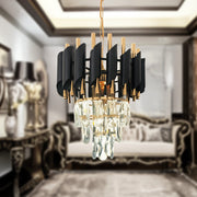 Crystal Chandelier Versailles Petito 3XE14, 30 cm átmérőjű, fényes és fekete arany, állítható magasság