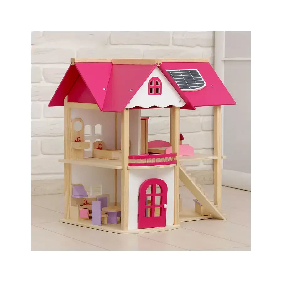 Doll ház rózsaszín babaház bútorokkal