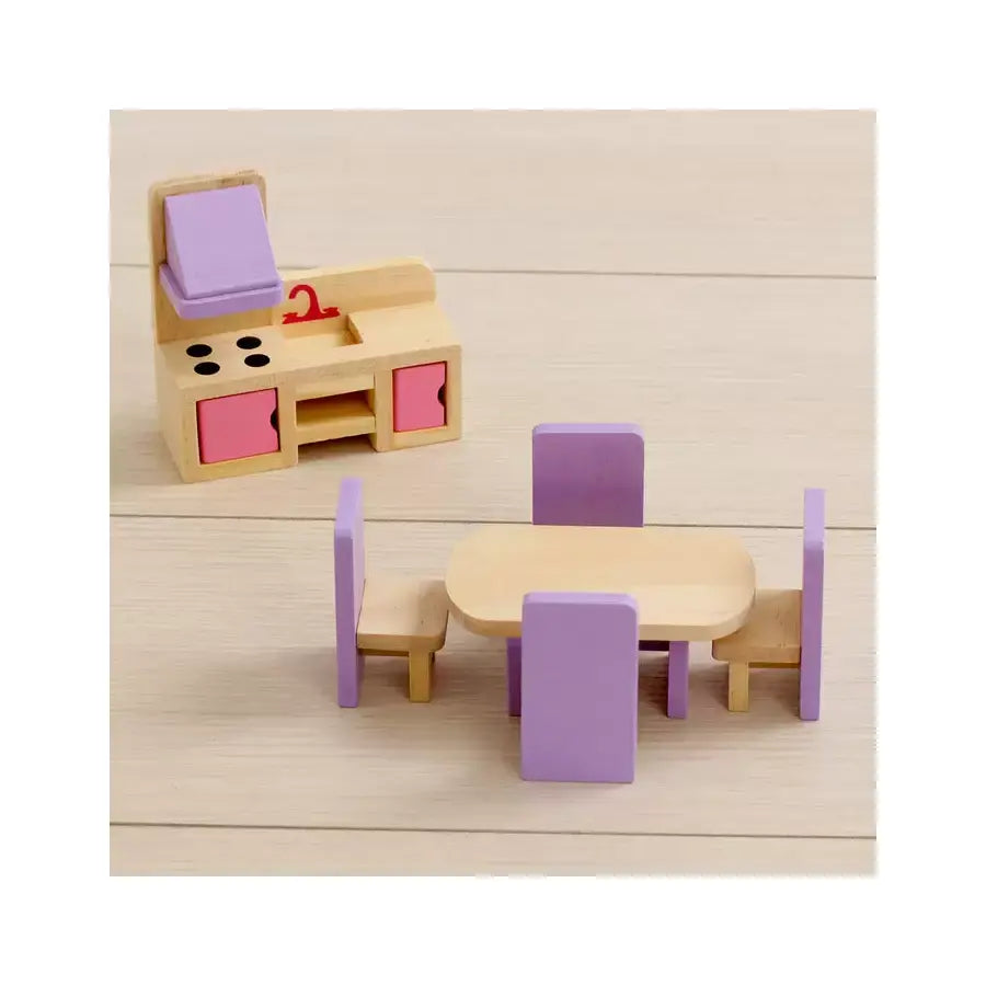 Doll ház rózsaszín babaház bútorokkal