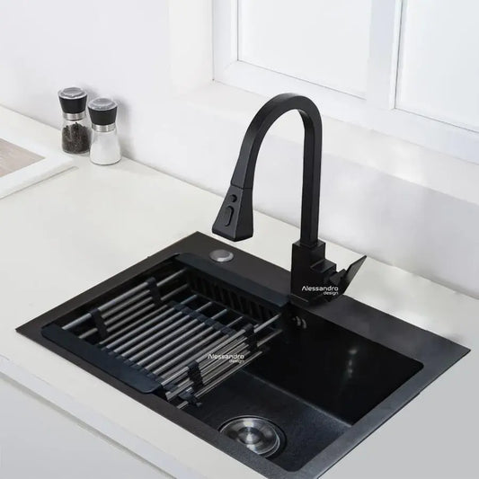 Rozsdamentes acél konyhai mosogató, 60x45 cm, sötétszürke