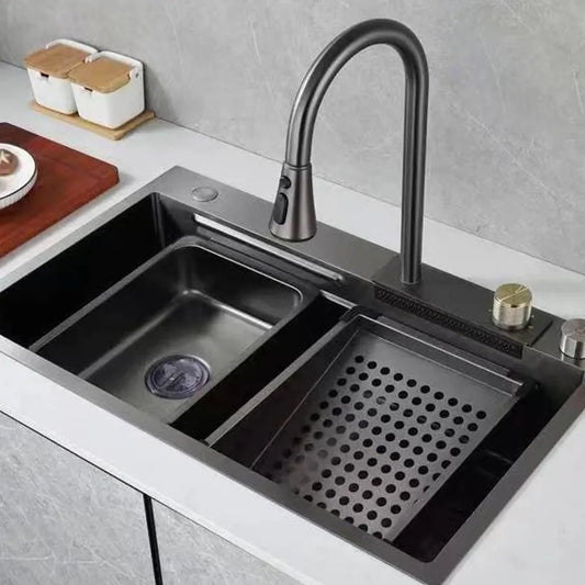 Rozsdamentes acél konyhai mosogató, 68x46 cm, szürke