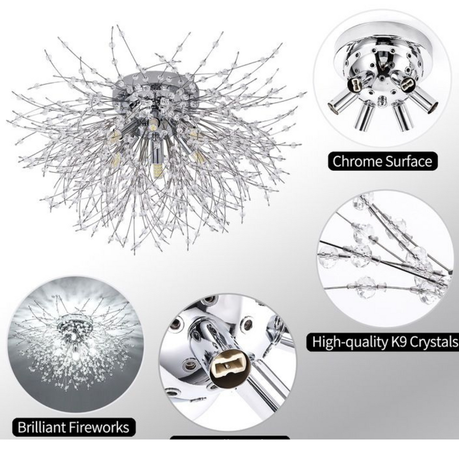 Crystal Chandelier Rondo Vivace, 5x G9, 40 cm átmérőjű, fényes ezüst