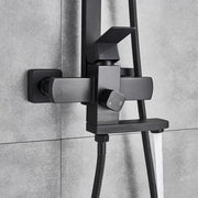 Zuhanyoszlop, rozsdamentes acél, négyzet alakú para, esőhatás, 3 funkció, fal rögzítése, szatén fekete, kiegészítők, HS007