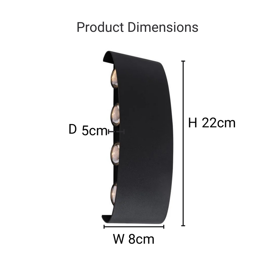 Fantasis külső és belső LED, 8 forrás x 1w, ip65, fém, fekete, 3000 ezer