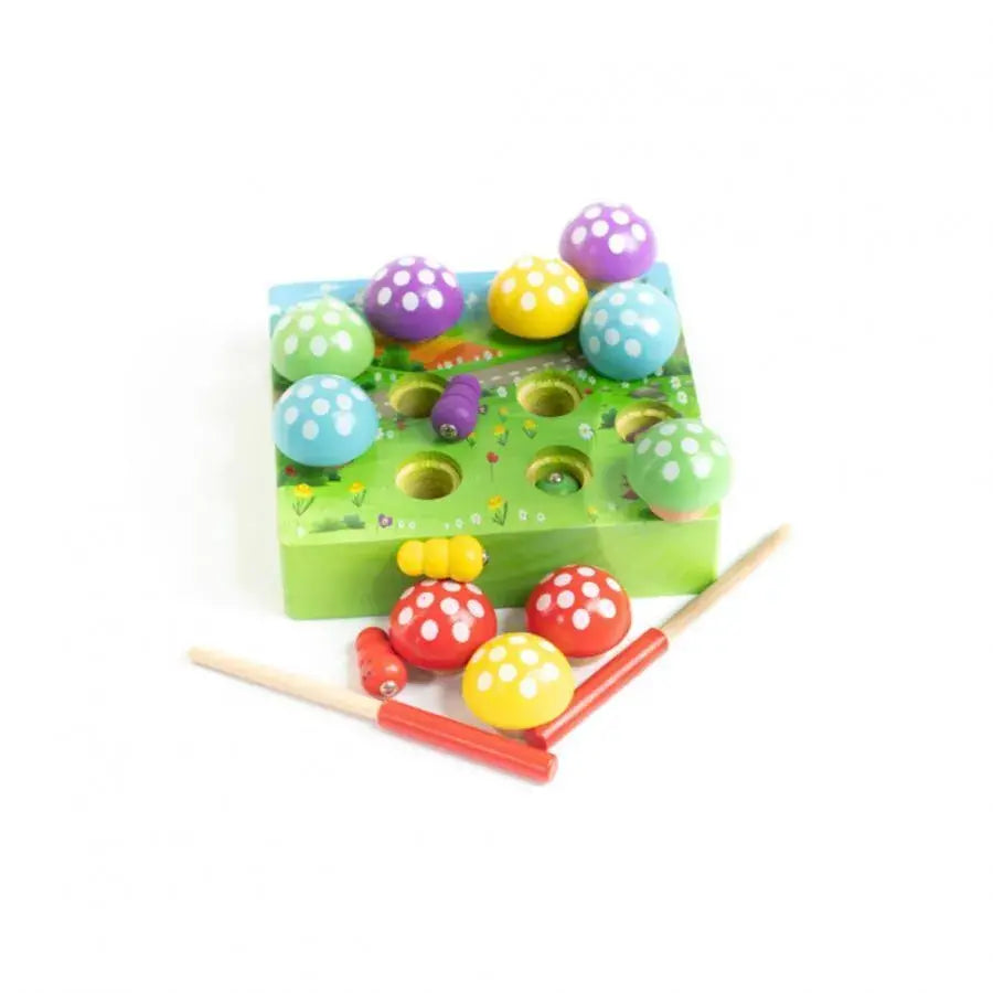 Fajáték golyókkal, többszínű, fa