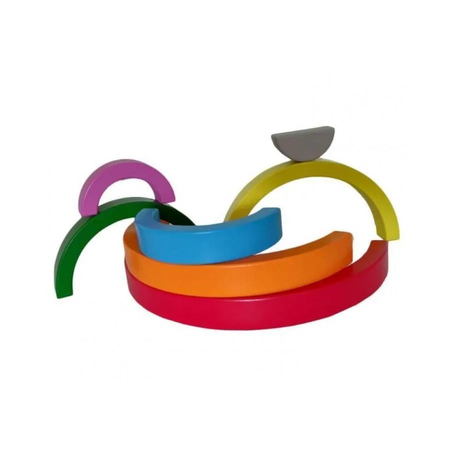Szivárvány típusú játék, többszínű, 7 darab, fa