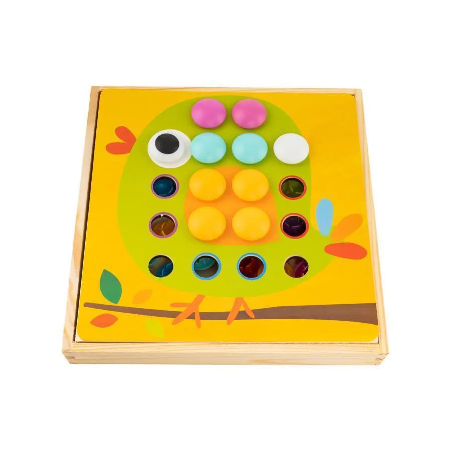 Puzzle típusú játék erdei állatokkal, 62 színes darab, műanyag