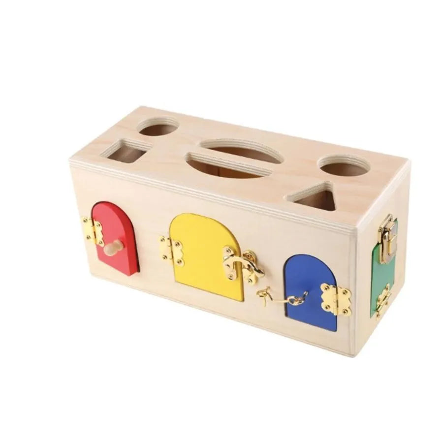 Oktatási játék Montessori Lock Cube, 5 darab, többszínű, fa