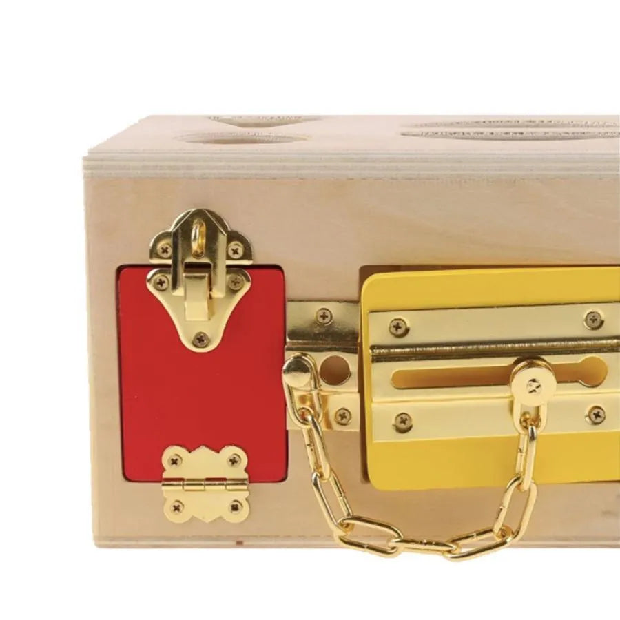 Oktatási játék Montessori Lock Cube, 5 darab, többszínű, fa