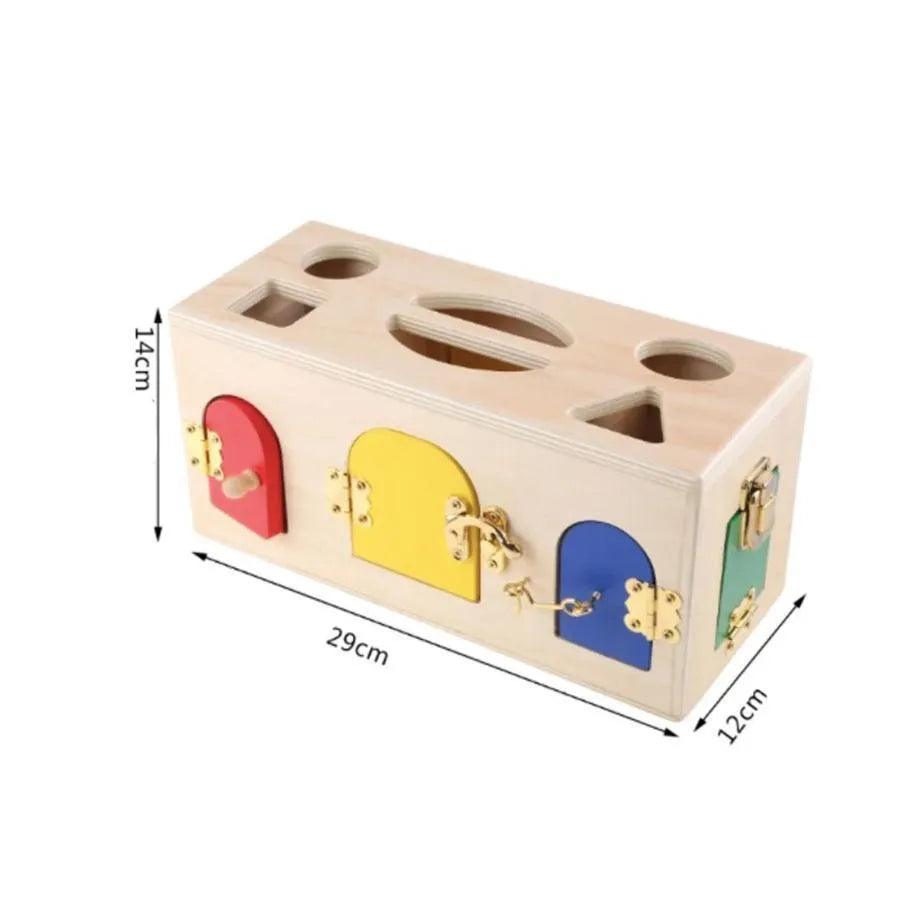Oktatási játék Montessori Lock Cube, 5 darab, többszínű, fa