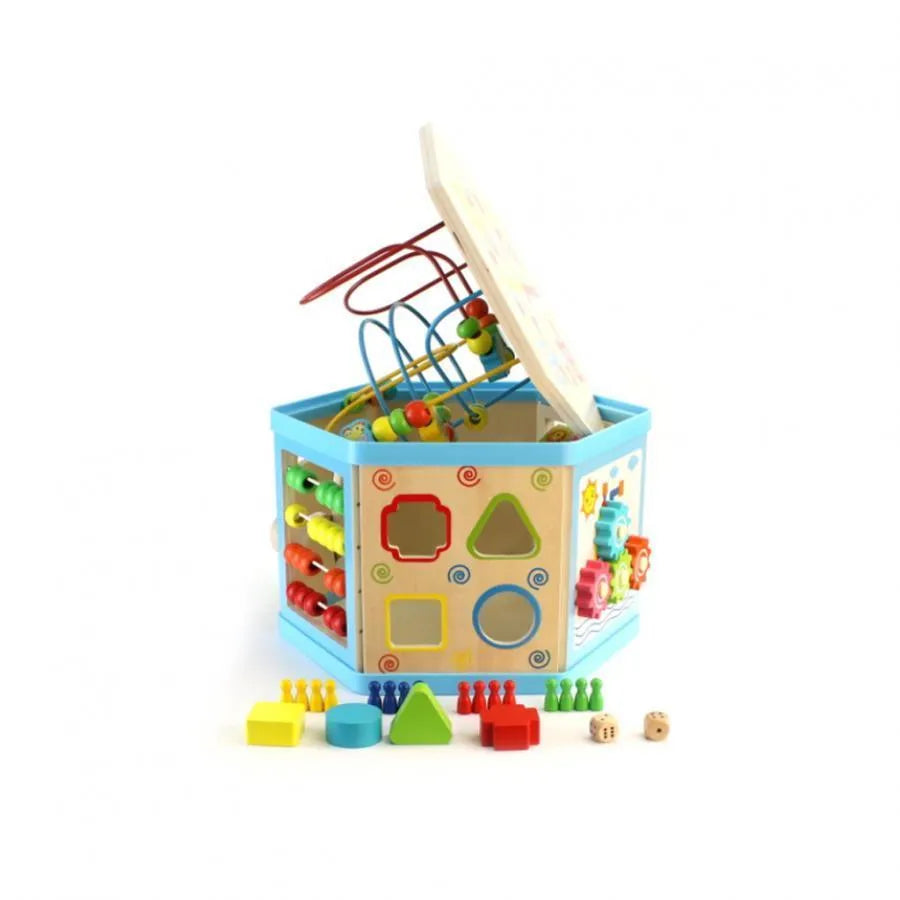 Oktatási játék Montessori hatszögletű fa 8 1, 38 cm, multoleged