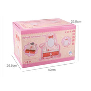 A nyúl smink- és szépségasztalos játéka, 16 darab, rózsaszín, fa