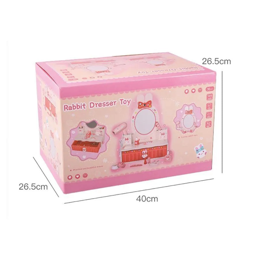 A nyúl smink- és szépségasztalos játéka, 16 darab, rózsaszín, fa