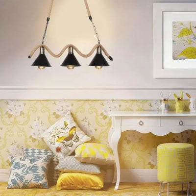 Lustrage vágy, 3*E27, barna, fém és zsineg